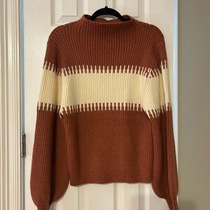 Entro Rust and Cream Turtleneck Sweater